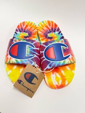 (NEW) Champion MEN's SLIDE - IPO TIE DYE Rainbow/Multi - Men size